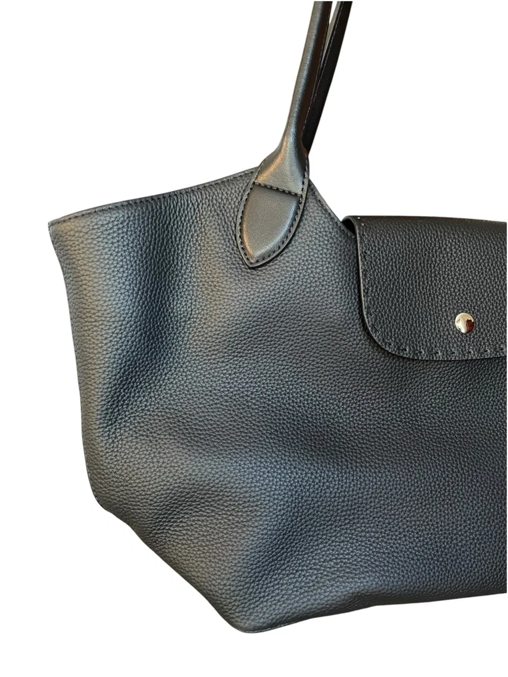 MOORILOOM Black Pebbled Genuine Leather Tote Bag Minimalist Roomy